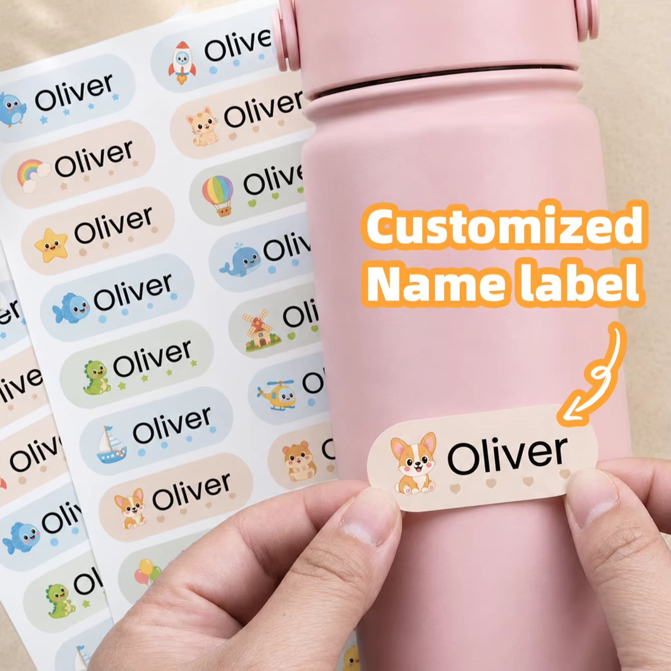 1-400 قطعة ملصقات أسماء كرتوني - مراجعة Personalised Candle Label وسعره