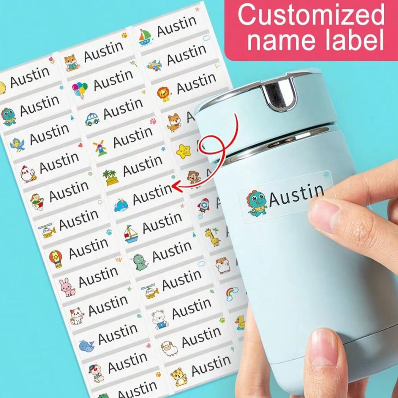 1-500 قطعة ملصقات أسماء كرتوني - مراجعة Personalised Candle Label وسعره
