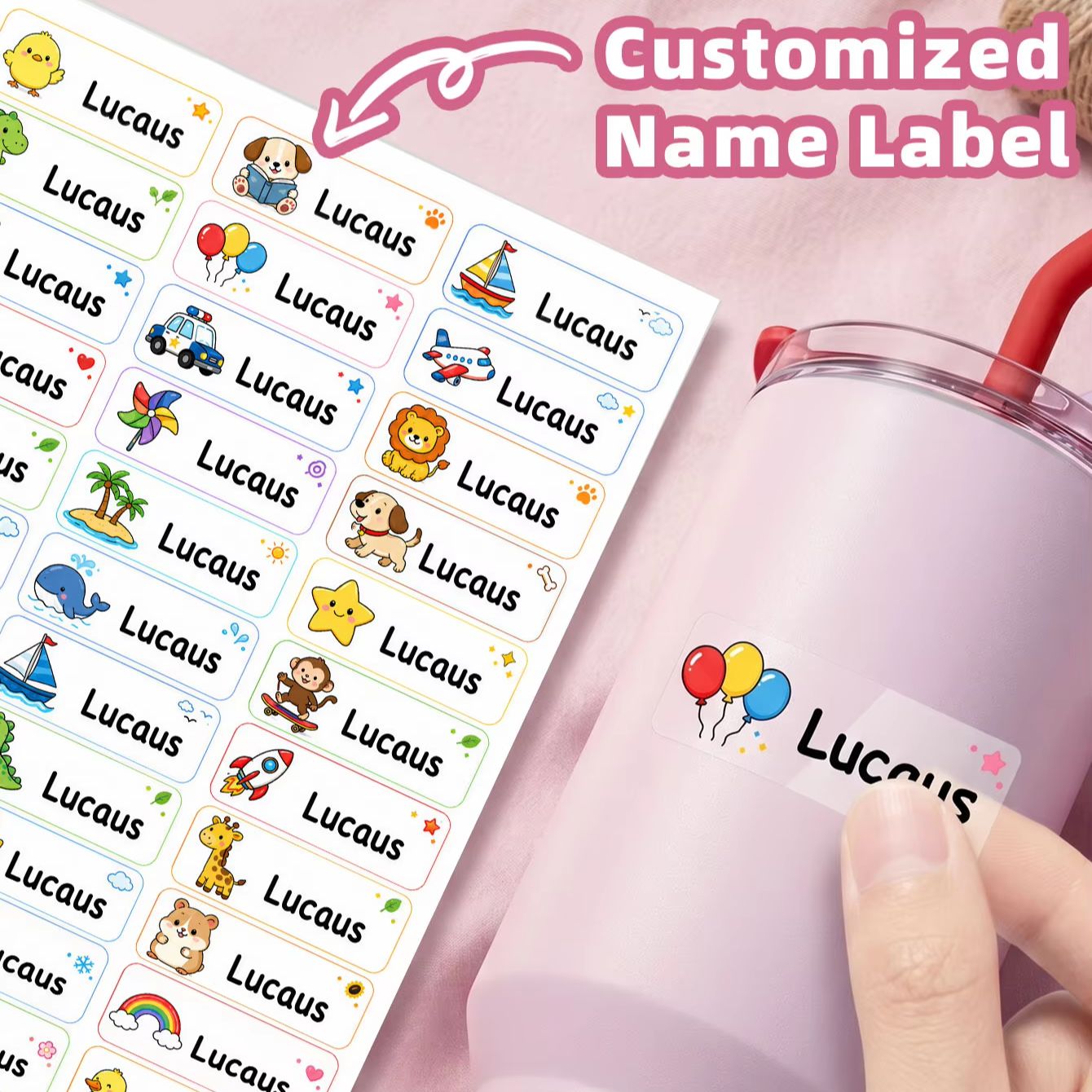 1-500 قطعة ملصقات أسماء كرتوني - مراجعة Personalised Candle Label وسعره
