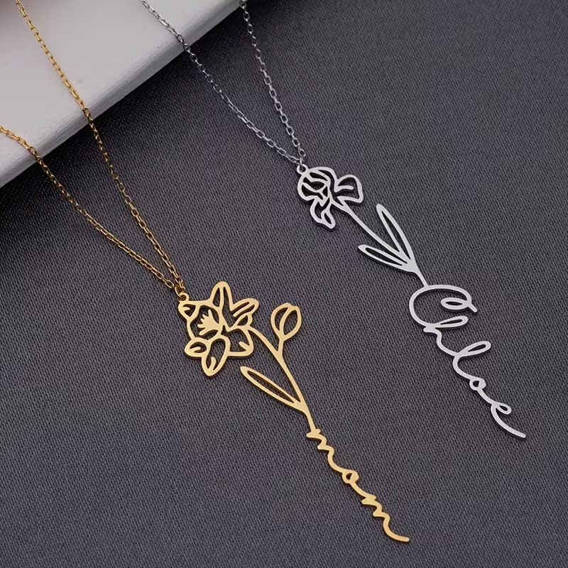 قلادة مخصصة بالاسم مع قلادة زه - مراجعة Birth Flower Necklace وسعره
